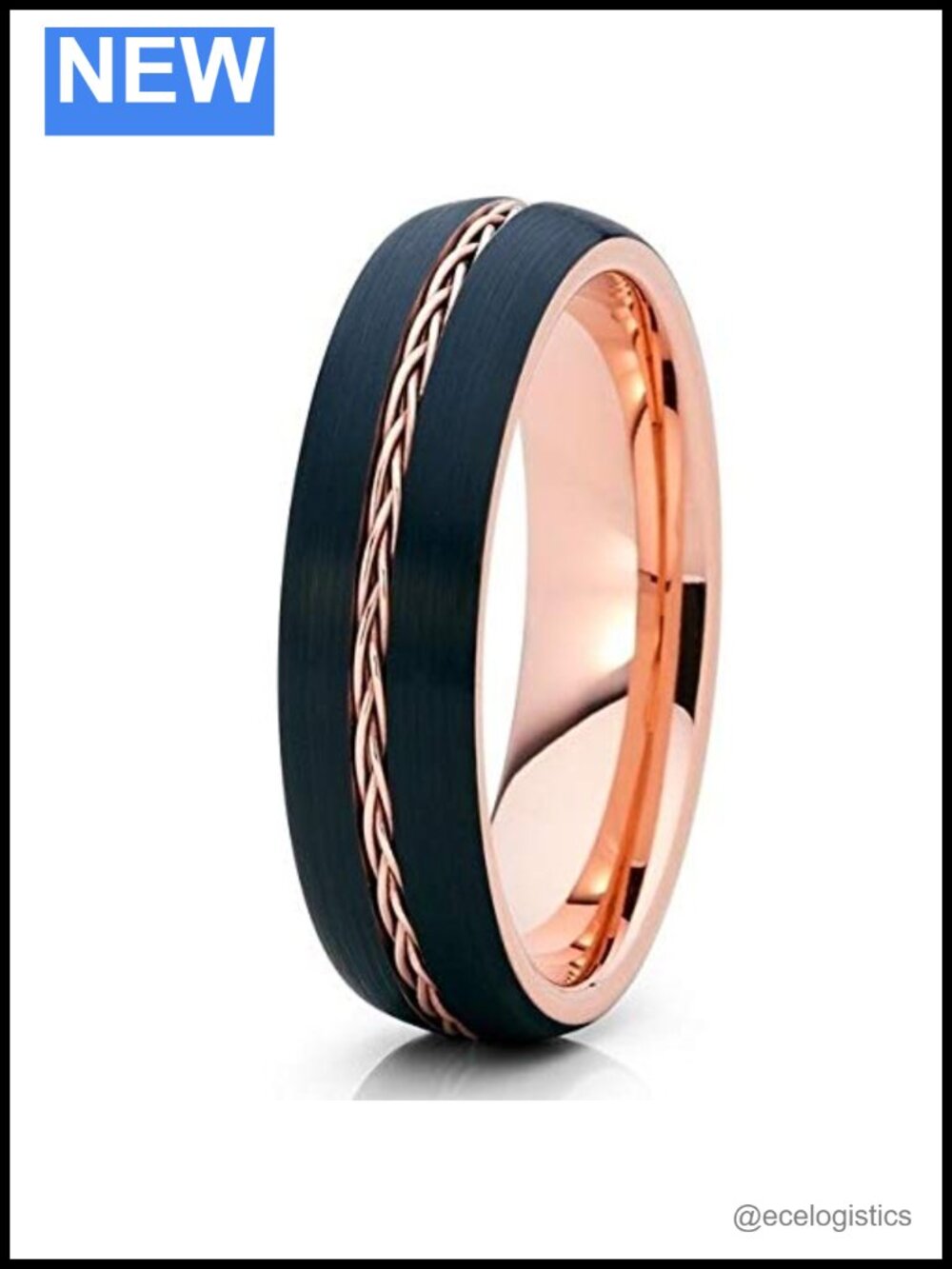 Tungsten Carbide Ring 6mm Rose Gold Braid Comfort Fit Band